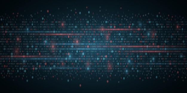 Technology background of binary code. Software code. Random 0 and 1 numbers of program code. Digital data technology concept. Vector Illustration. EPS 10