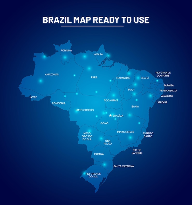Technology brazil map illustration