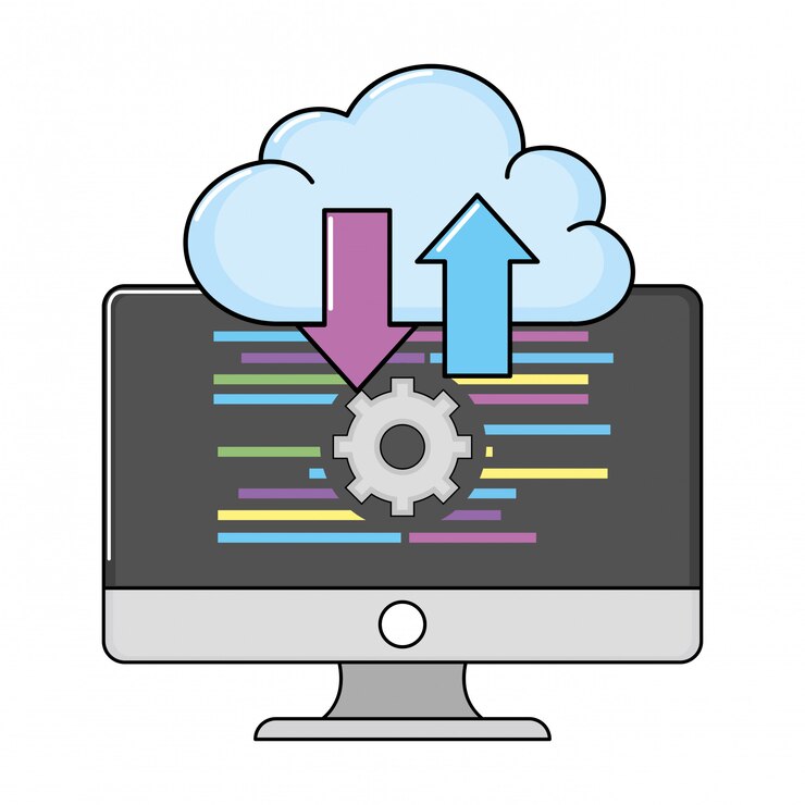 Vector technology computing screen cartoon