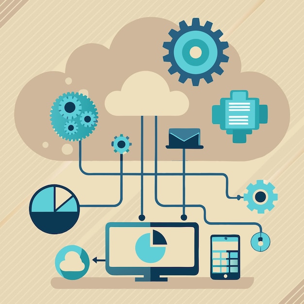 technology concept vector illustration featuring cloud computing design flat style elements