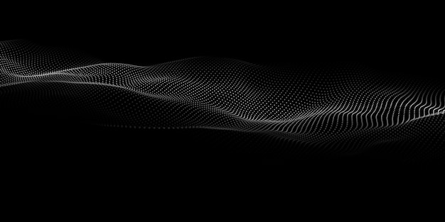 Technology dark background Vector futuristic wave 3d Cyber technology Big data