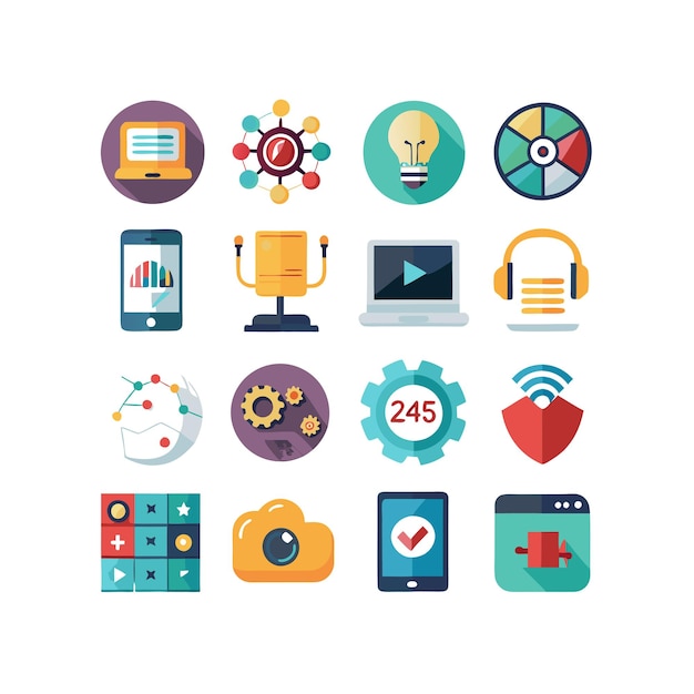 Technology Icon Set Vector Illustration for Documents Websites and Mobile Applications