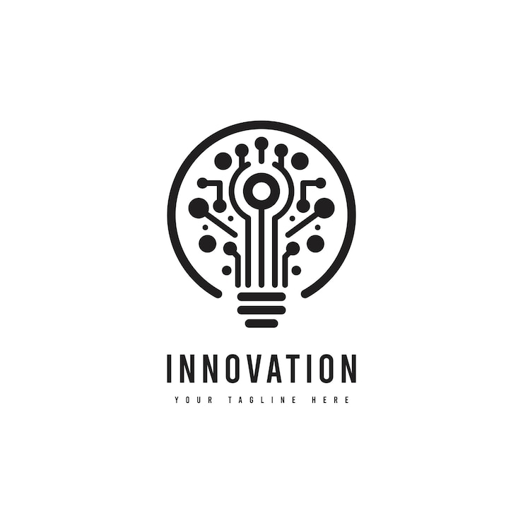 Vector technology innovation logo in minimalist style vector future innovation silhouette suitable for technology education or intelligence logos