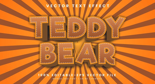 teddy bear graphic style editable text effect template