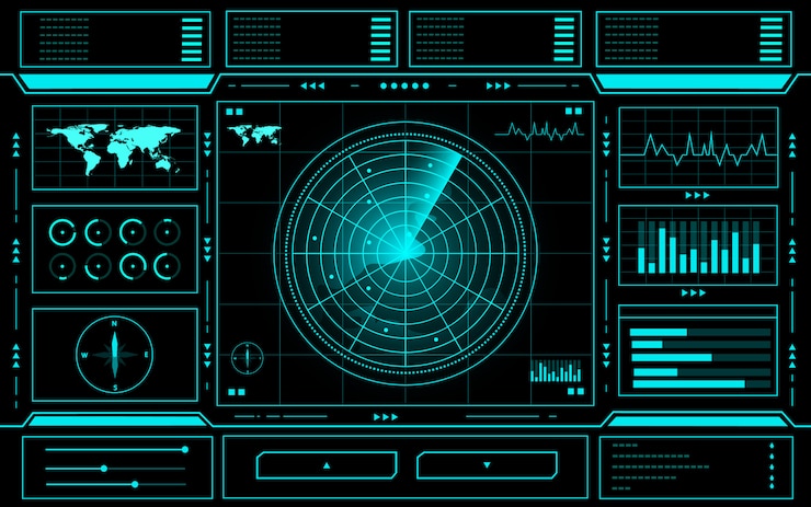 Vector teknologi abstrak panel kontrol radar