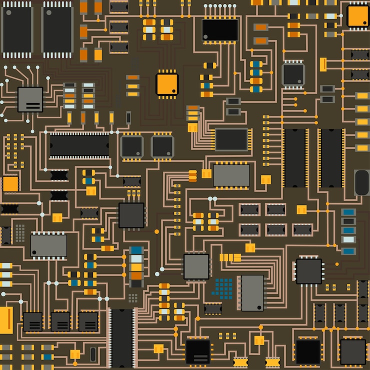Vector teknologi chip komputer prosesor sirkuit motherboard sistem informasi ilustrasi vektor
