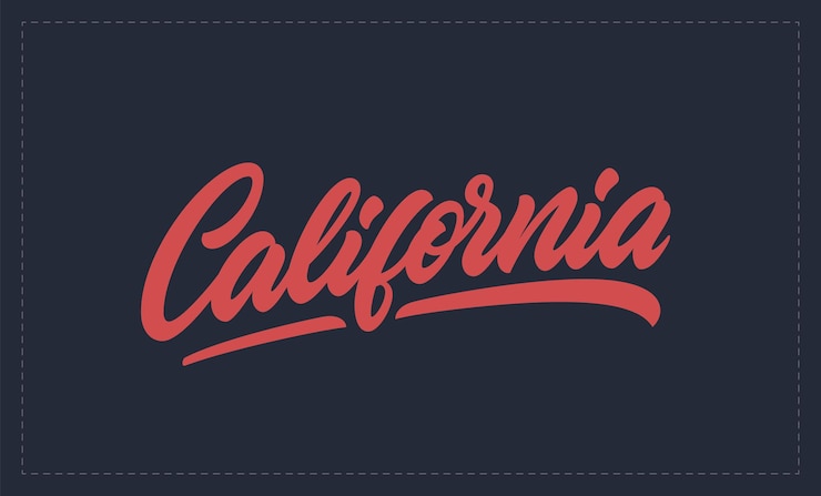 Vector teks california desain slogan untuk kaos atau sweter tulisan tangan california