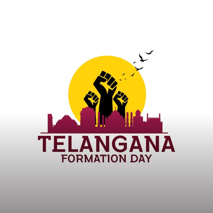 Vector telangana formation day telangana state formation day celebration telangana martyrs memorial revo