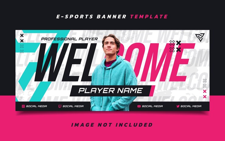 Vector templat banner gaming esports pemain baru dengan logo untuk media sosial