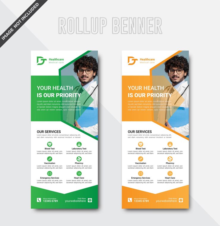 Vector templat banner roll up medis vektor