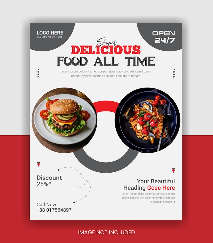 Vector templat banner selebaran restoran makanan lezat dan vektor desain kualitas premium selebaran restoran