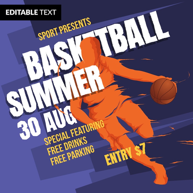 Vector templat brosur musim panas bola basket