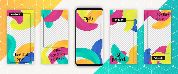 Vector templat cerita untuk instagram - desain cerita yang dapat diedit untuk foto