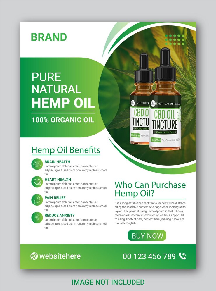 Templat desain flyer minyak rami atau CBD