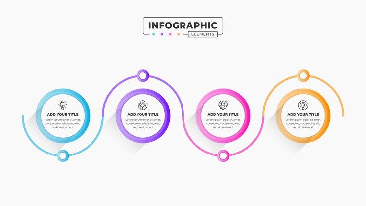 Templat desain infografis proses bisnis dengan 4 langkah atau opsi