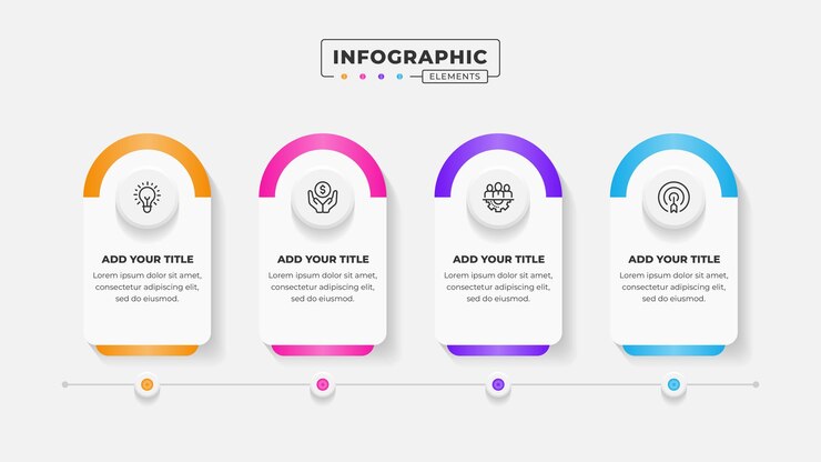 Templat desain infografis proses bisnis dengan 4 langkah atau opsi