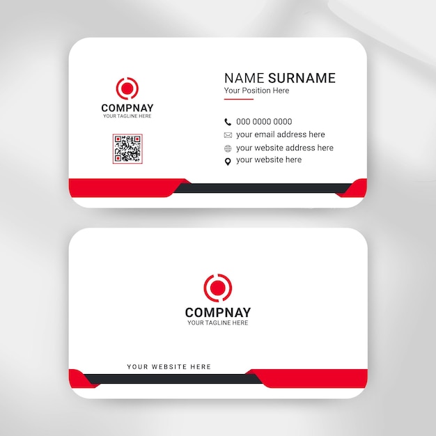 Templat desain kartu nama warna merah minimalis