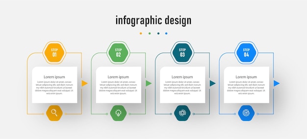 Templat desain label infografis garis waktu dengan 4 langkah,