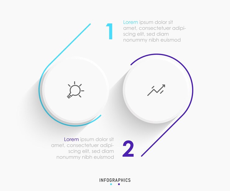 Vector templat desain label infografis vektor dengan ikon dan 2 pilihan atau langkah dapat digunakan untuk proses