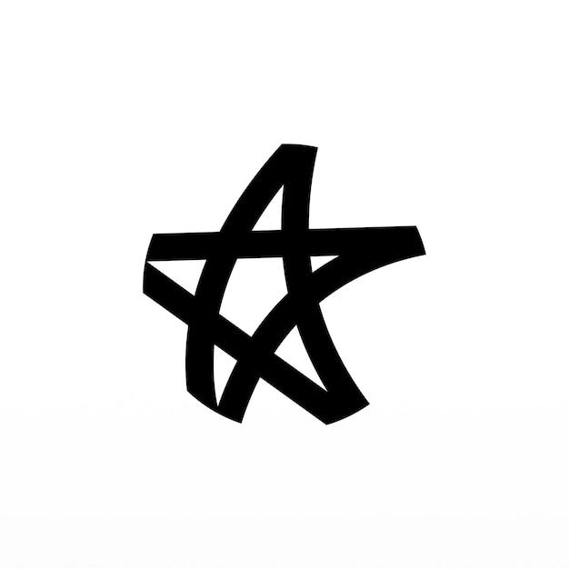 Templat desain logo bintang dalam warna hitam dan dengan latar belakang putih