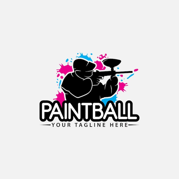 Vector templat desain logo pemain paintball