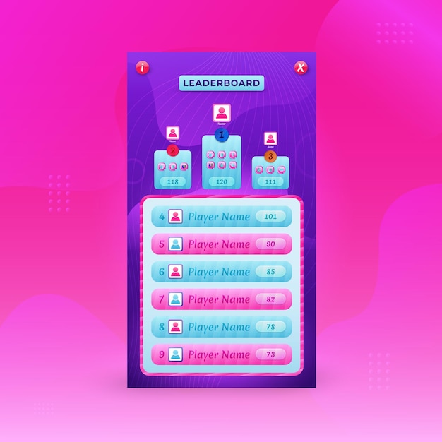 Templat desain Papan Peringkat Game. Papan peringkat game dengan Latar Belakang Abstrak