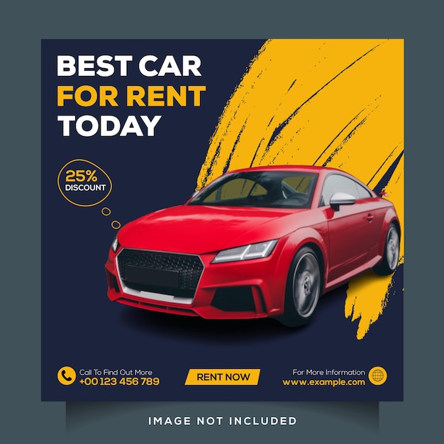 Templat desain poster promosi media sosial sewa mobil