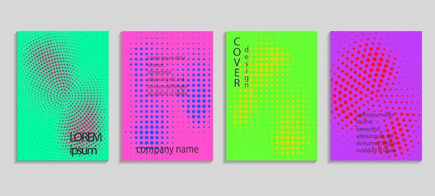 Templat desain sampul halftone vektor abstrak minimalis. Latar belakang gradien geometris masa depan. Templat vektor untuk plakat, banner, selebaran, presentasi, dan laporan