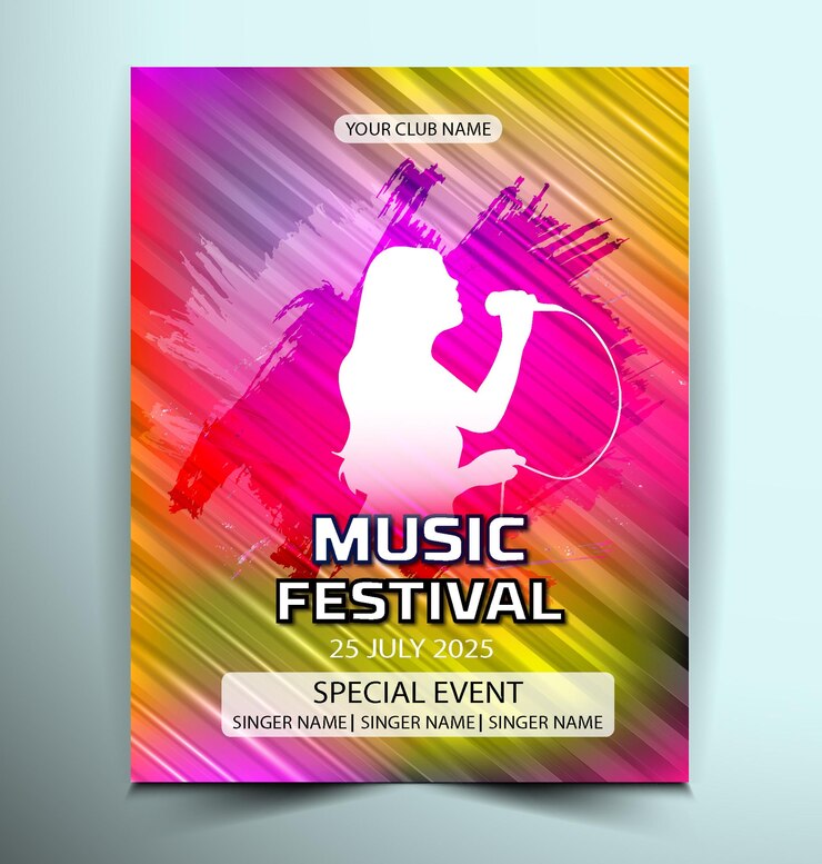 Vector templat desain selebaran festival musik