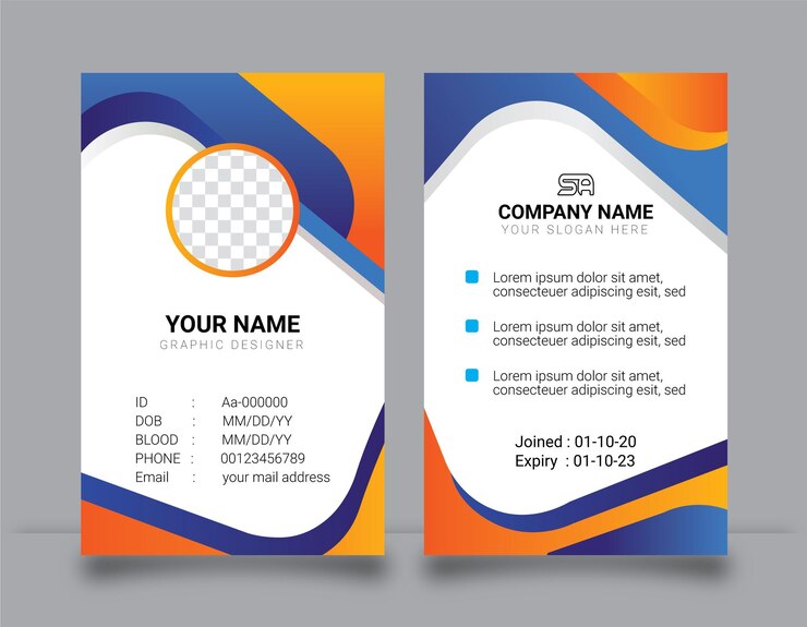 Vector templat kartu id profesional kartu id karyawan kartu id kantor untuk perusahaan anda
