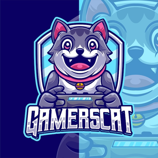 Templat Logo Karakter Maskot Gaming Kucing