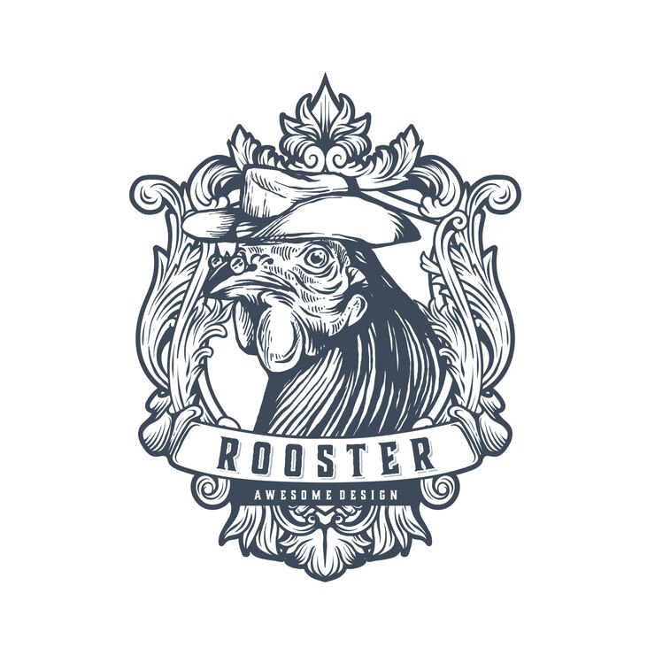 Vector templat logo vintage ayam jantan