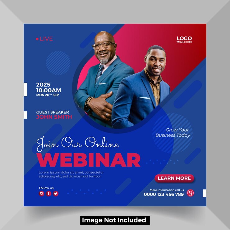 Templat pos media sosial perusahaan dan webinar langsung pemasaran digital