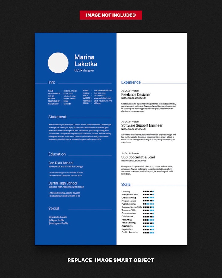Vector templat resume atau cv modern