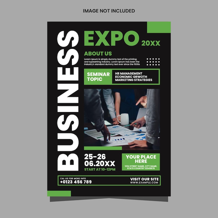 Vector templat selebaran atau poster seminar business expo