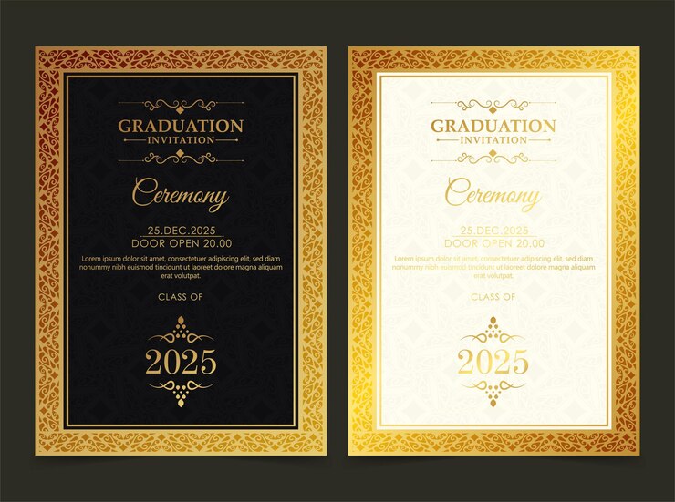 Vector templat undangan kelulusan elegan dengan ornamen