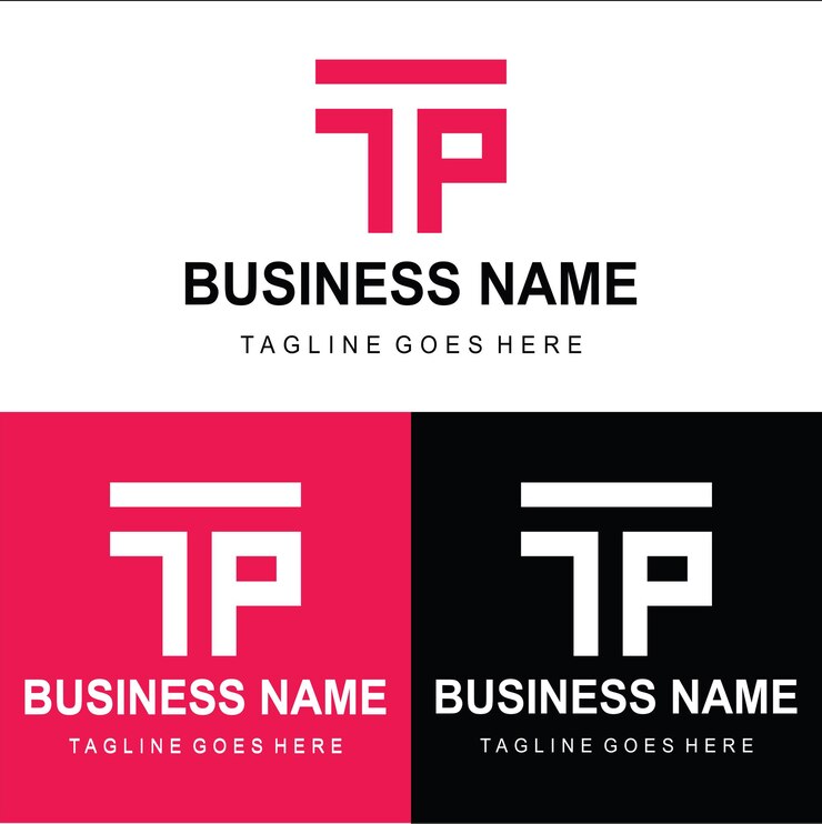 Templat vektor desain logo gaya sederhana huruf tp p t vektor