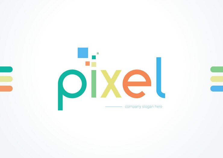 Templat Vektor Desain Logo Pixel Berwarna-warni, Desain Logo Premium Merek TI atau Perusahaan Teknologi Pixel