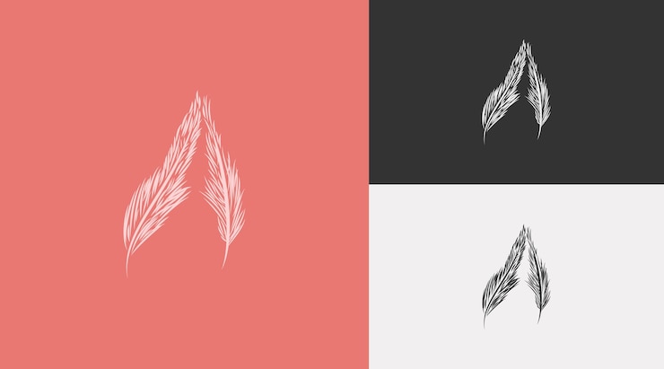 Vector template desain logo dengan konsep huruf a dari bulu burung