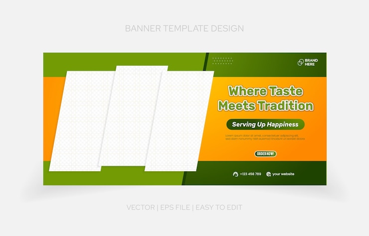 Vector template design banner restaurant food promo for web and social media purpose