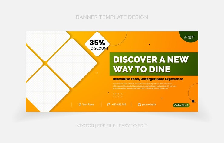 Vector template design banner restaurant food promo for web and social media purpose