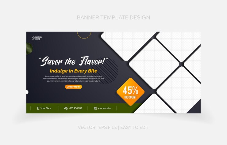Vector template design banner restaurant food promo for web and social media purpose