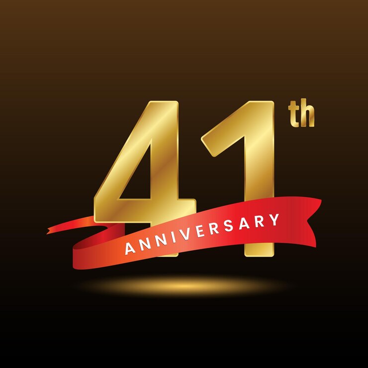Vector template design with a golden number for a 41 year anniversary event