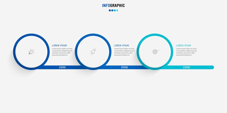 Template Infografis Presentasi Konsep bisnis dengan 3 opsi angka dan ikon pemasaran