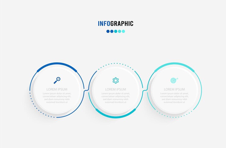 Template Infografis Presentasi Konsep bisnis dengan 3 opsi angka dan ikon pemasaran