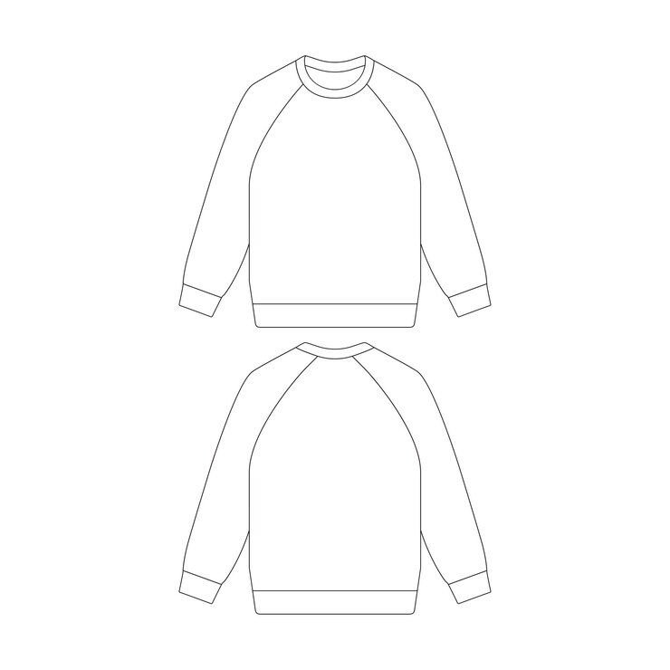 Vector template raglan crewneck vector illustration flat design outline clothing