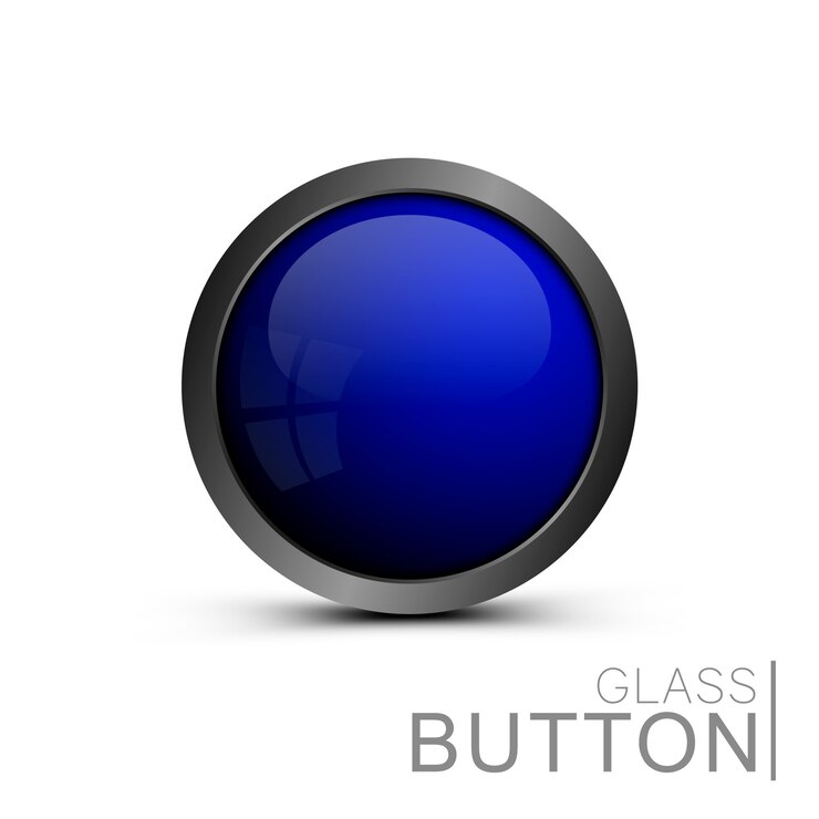 Vector template shiny buttons under the icons. blue round button.