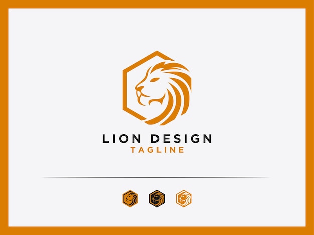 template vector logo lion design hexagon monogram