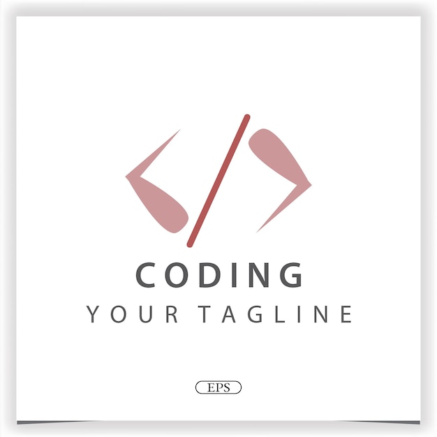 Template vektor premium elegan logo coding atau programmer sederhana eps 10