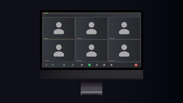 Template video conference user interface User web video call window Video conferencing window overlay User interface from video webinars Meeting App Flat Vector